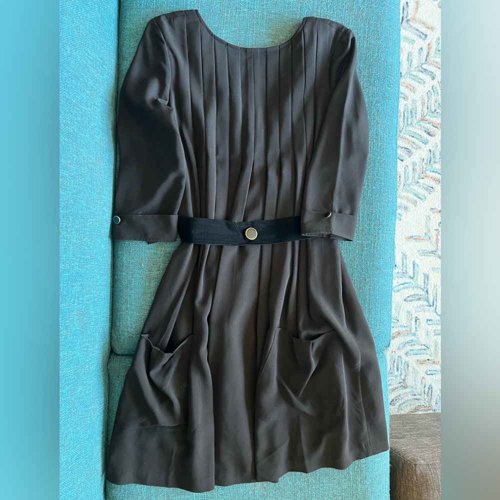 Suzabelle Retro Velvet Belted 3/4 Sleeve Dress